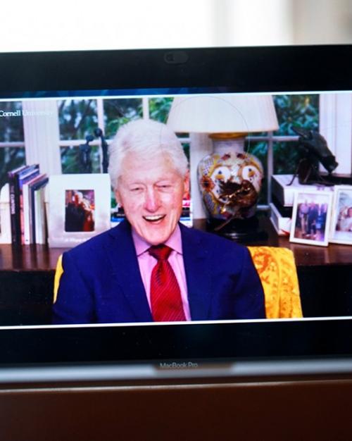 		Face on computer screen of President Bill Clinton
	