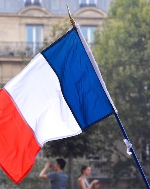 		French tri-color flag outdoors
	