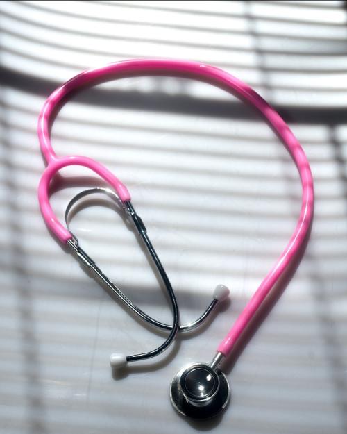 		doctor&#039;s stethoscope with a pink cord
	