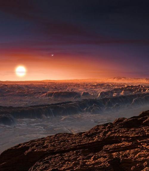 		 Artist&amp;#039;s rendition of the surface of Proxima b
	
