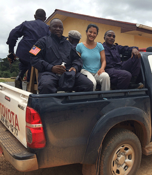 		 Sabrina Karim with Liberian police
	