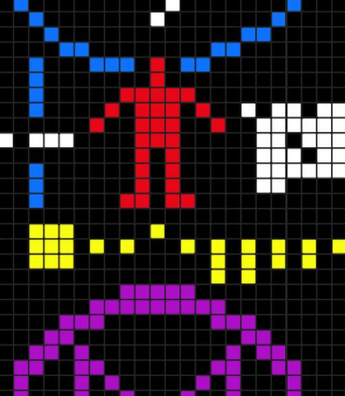 		 Detail of the visual depiction of the Arecibo message
	