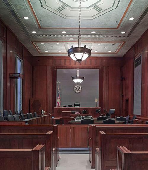 		 A large courtroom
	