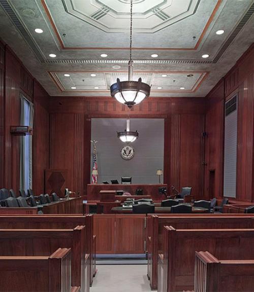 		 A large courtroom
	