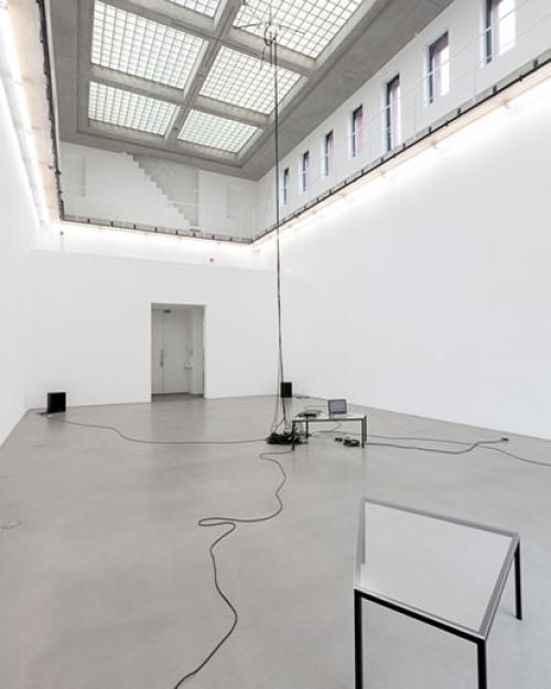 		 Marina Rosenfeld&amp;#039;s 2017 installation Deathstar at Portikus Frankfurt. 
	