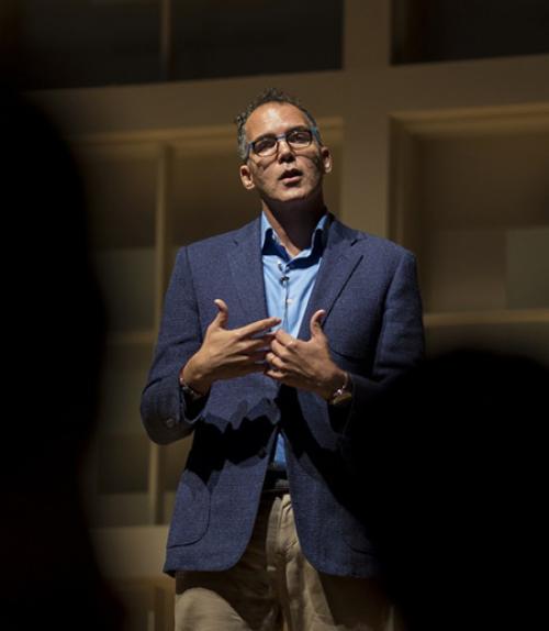		 Legal scholar James Forman Jr. describes the causes of mass incarceration Oct. 4 at Alice Statler Auditorium.
	