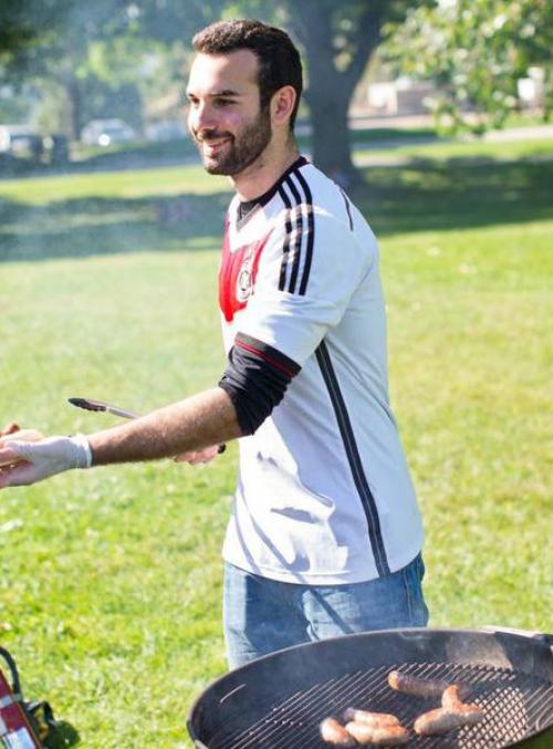 		 Student at grill
	
