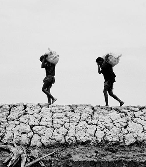 		 Image of of two boys carrying a load 
	