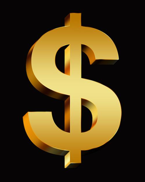 		 A gold US dollar sign on a black background
	