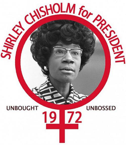 		 A poster image of Democrat Shirley Chisholm
	