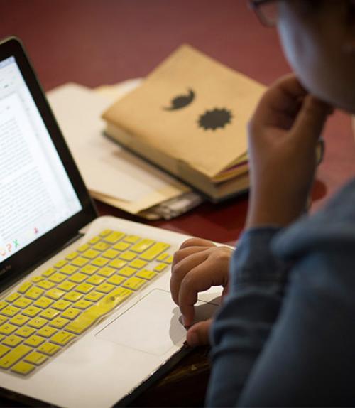  student working on computer