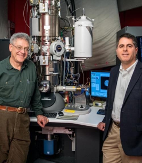  faculty with new electron microscope