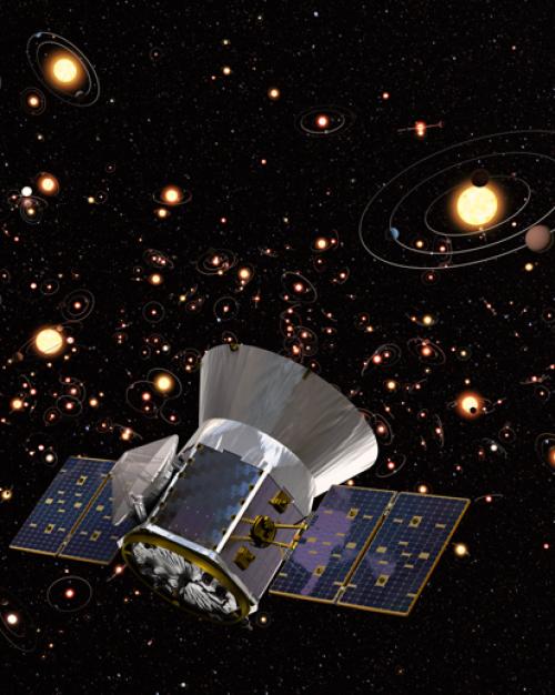		Artist&amp;#039;s rendition of TESS against a backdrop of stars
	