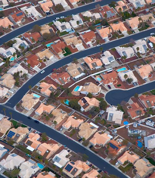 		 Rows of homes seen from above
	
