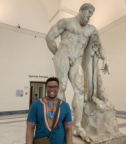 		 Joshua Johnson and a classical statue
	