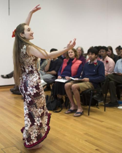 		 ILR student Sofia Lokelani Boucher ’19 performed a chant, hula dance and poem in Hawaiian in honor of Earth Day
	