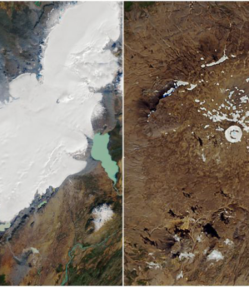 		 Composite image from NASA showing the glacier disappearing
	