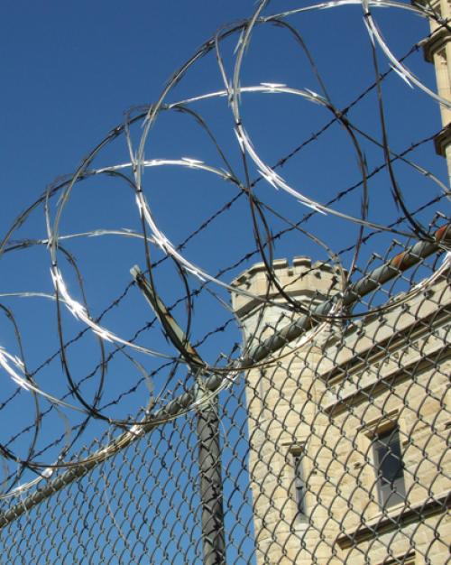 		Barbed wire outside of prison
	