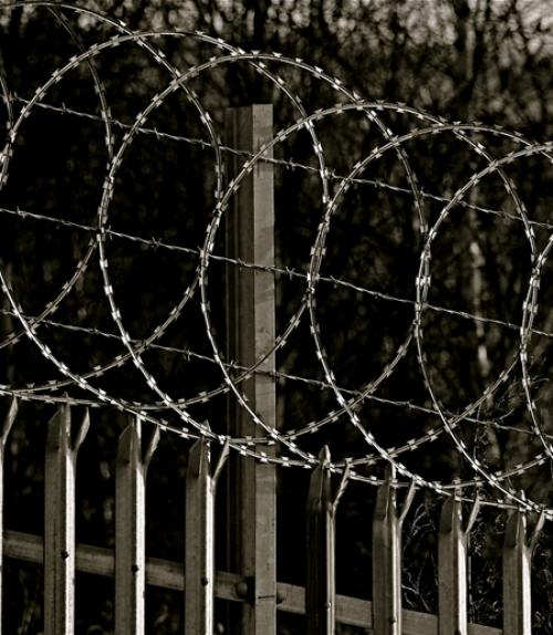 		 razer wire at a prison
	