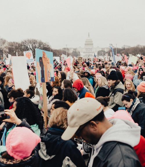 		 Crowds at a march in Washington DC. Photo credit: @royaannmiller/Unsplash
	