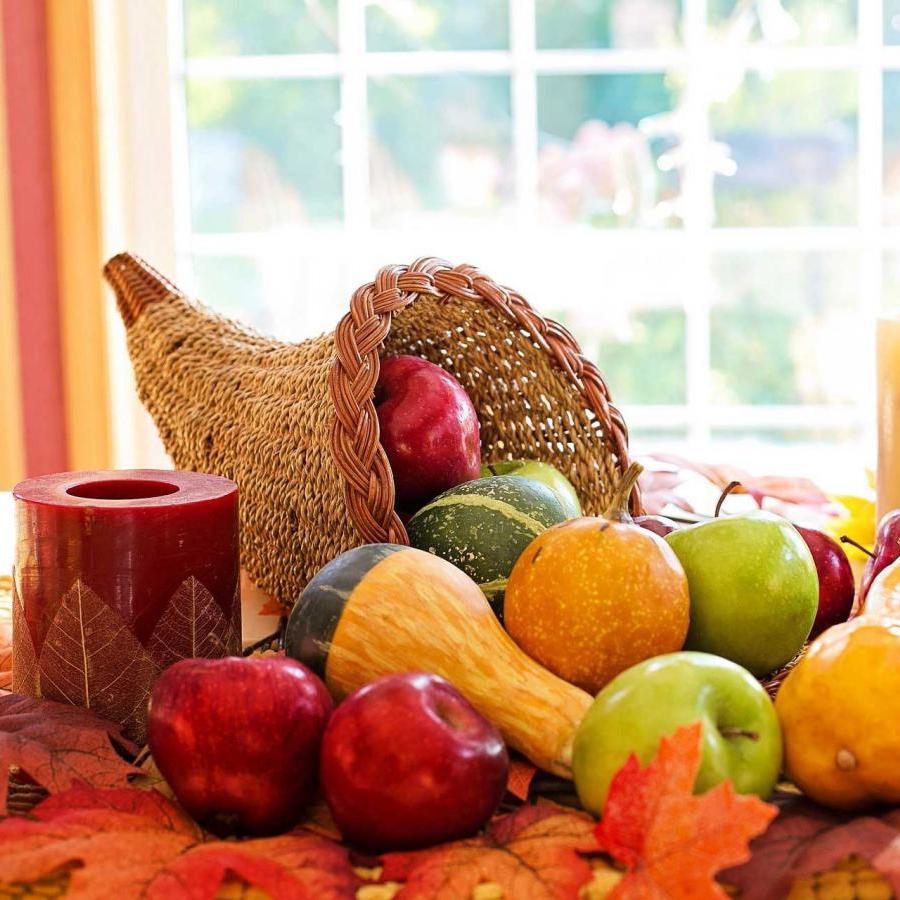 squash, pumpkins in a cornucopia