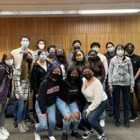 group of students in masks