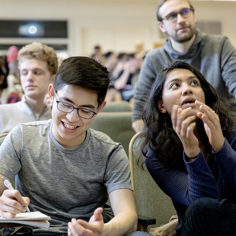 People sitting in a college classroom