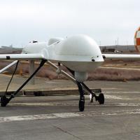 		Unmanned aerial vehicle parked on a runway
	