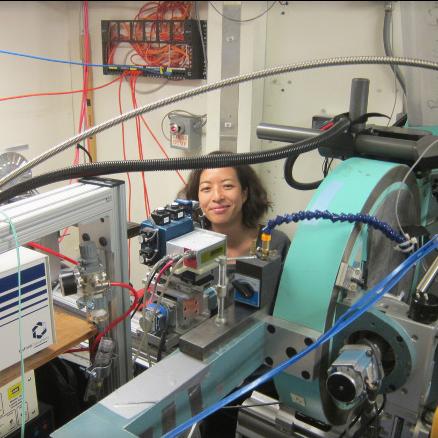 Person behind a large machine