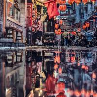 Alley decorated with red lanterns