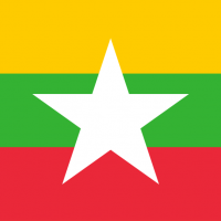 Myanmar flag: white star on yellow, green and red background