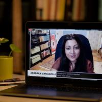 one woman on screen