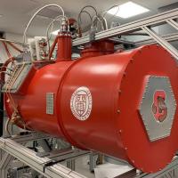 Red cylandar with wires