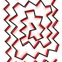 Drawing of a black and red zigzag line