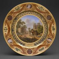 Porcelain plate painted with a landscape