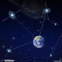 Illustration of stars connected to Earth by jagged line