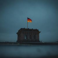 German flag on top of Berlin Reichstag