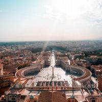 An aerial view of St. Peter's Square and the rest of Vatican City
