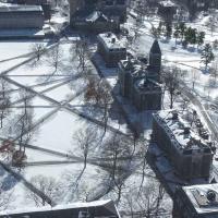 Arts Quad aerial in winter