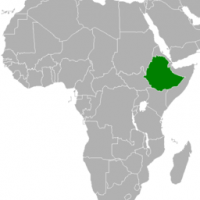 Ethiopia is highlighted in green on a map of the African continent.