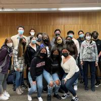 group of students in masks