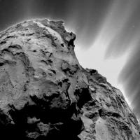 Rocky object against a black background
