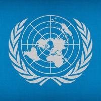 Seal of the United Nations, sheaths of wheat encircling an image of the continents