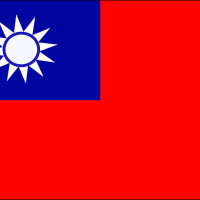 Flag with red field and a blue rectangle with a white star