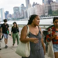 two women walking in new York City