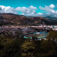 City nestled into a mountainside
