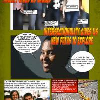An information comic with a person&#039;s smiling face and speech bubbles