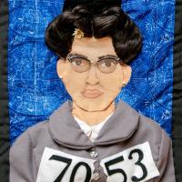  Depiction of Rosa Parks made of fabric