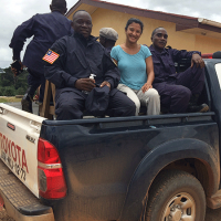 Sabrina Karim with Liberian police