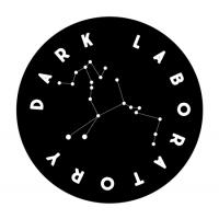 Logo: Black circle with white writing
